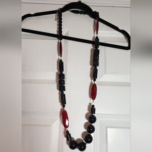 Chicos Vintage Black And Red Beaded Chunky Bold Necklace